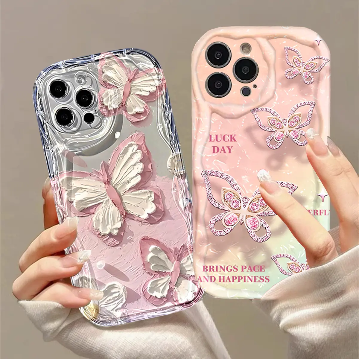 Casing Untuk hp Realme Note 60 Note 50 C65 C63 C61 C75 C51s C53 C55 C31 C11 2021 C20 C30s C17 C35 C31 C12 A1K Realme 10 5 9i 6 8i 8Pro 8 5i 7i 5 6i C21Y C25Y C15 C17 C2 C3 C25 Sarung Lembut Kupu-Kupu Merah Muda Bling Soft Case