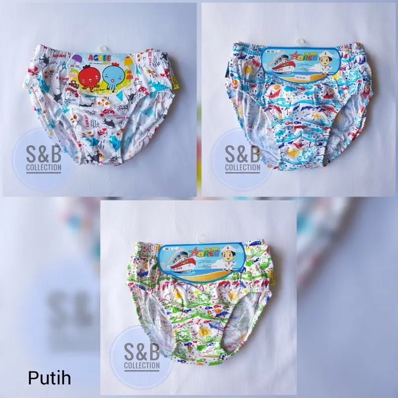 [3 pcs] CD ANAK COWOK | celana dalam anak laki AGREE bermotif l CD anak cowok berwarna Fashion ukuran l warna random 8