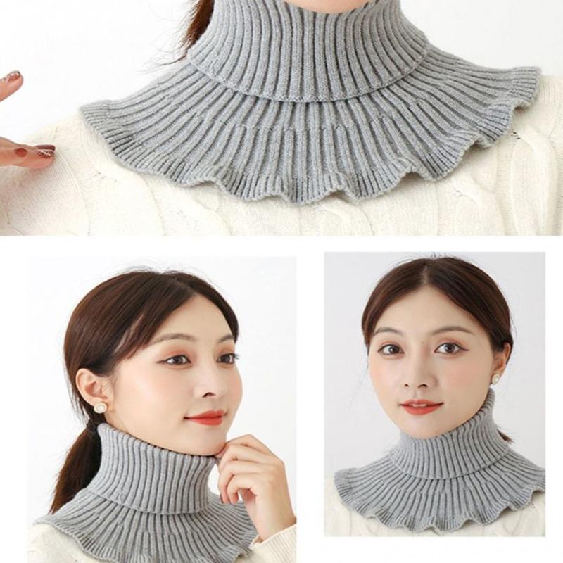 Cổ Áo Giả Dệt Kim, Ấm Áp Và Len, Dành Cho Nữ, Cổ Lọ, Có Thể Tháo Rời Và Dày Dặn, Chống Gió, Khăn Quàng Cổ Cổ, Thích Hợp Cho Mùa Đông 4