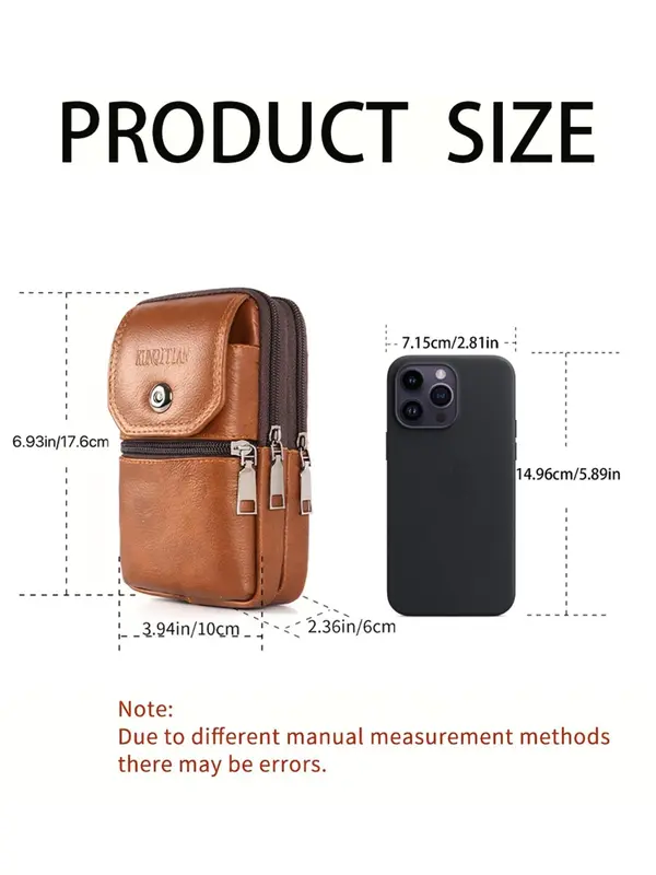 Men's Casual Plain Color Belt Bag, Fashionable Cowhide Belt Bag for Outdoor Work, Cycling, Fitness Exercise, Casual Trendy Versatile High-quality Daily Commuting Bag 1