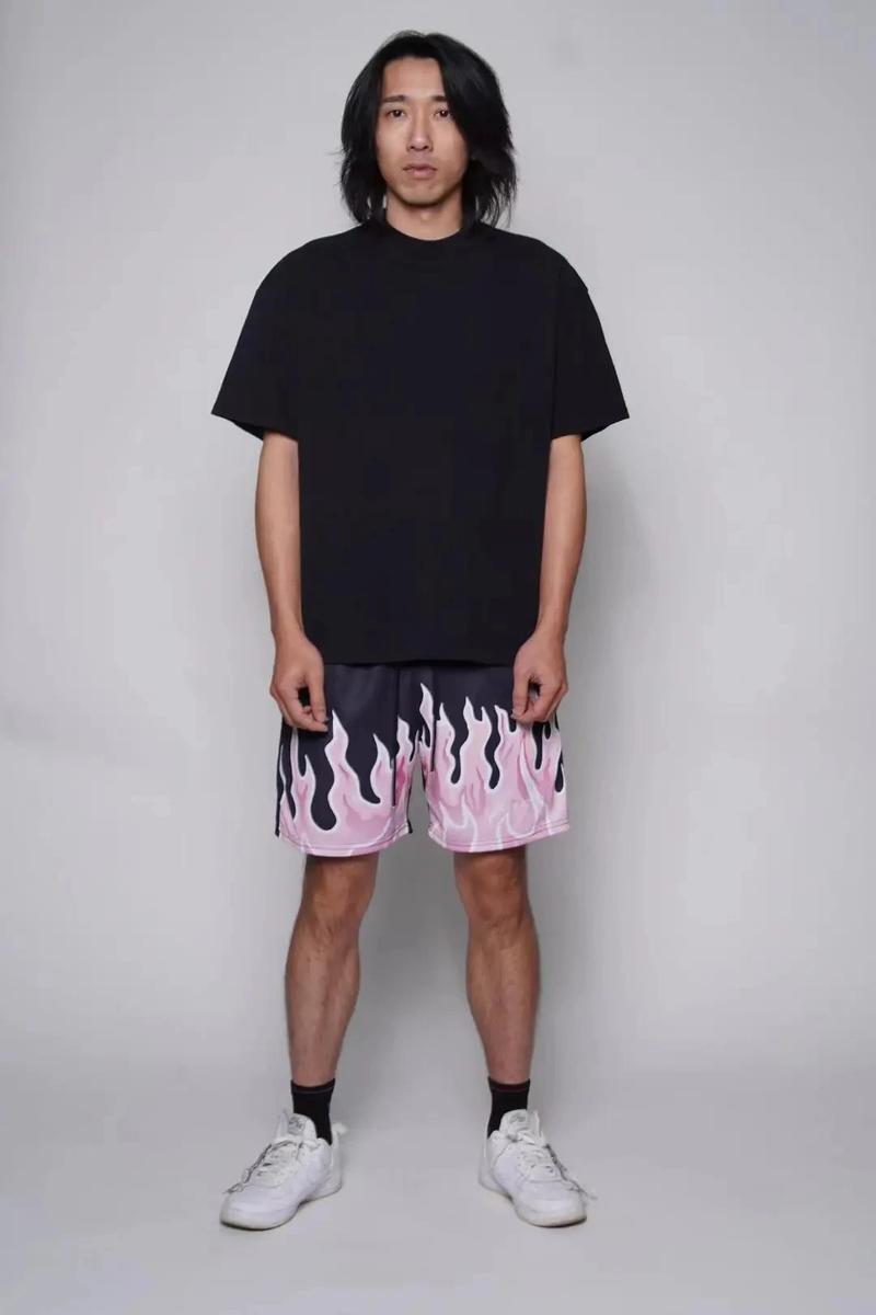 Product Introduction of Kinetic Shorts for Men, Fashion Brand Flame Shorts for Fitness Running Basketball Mesh Quick Dry Casual Summer 2
