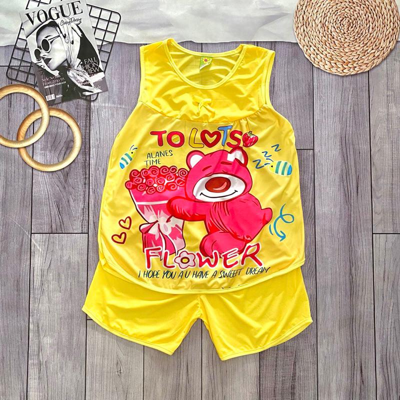 [8-34kg] Đồ bộ sát nách thun lạnh quần đùi chất liệu vải thun lạnh mát mẻ cho bé gái 4