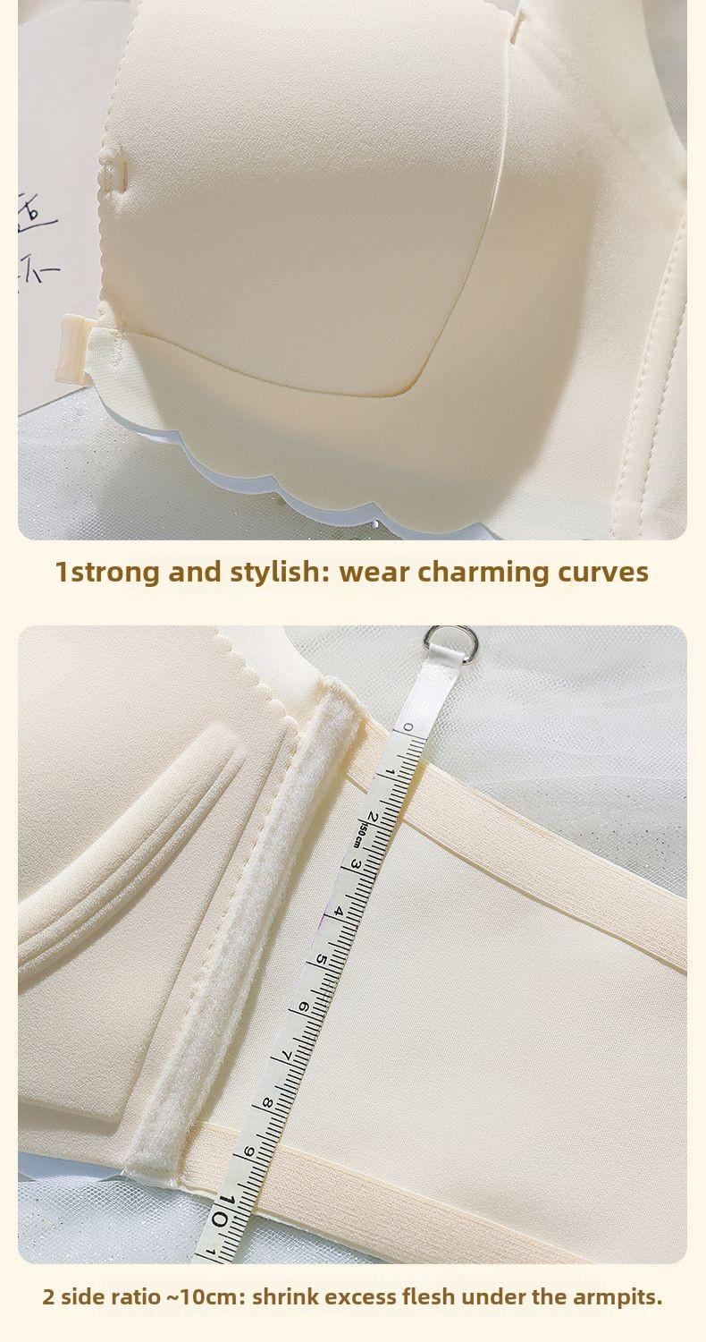 Product Introduction of Front Button Gathering Bra Small Breast Size Exaggerating Bra Push up and Anti-Sagging Sexy Seamless Beautiful Back Underwired Bra Thick Cup Underwear for Women 18