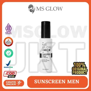 MS Glow Sunscreen Men SPF 45 PA++ Pria - Perlindungan Kulit Terbaik - Wajah, Perawatan Mencerahkan Pelembab Pencerah