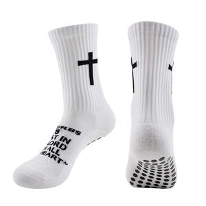 1 par de calcetines de fútbol profesionales con adhesivo, gruesos, de tubo medio, antideslizantes, para hombres y mujeres, absorbentes de sudor, para entrenamiento y deportes