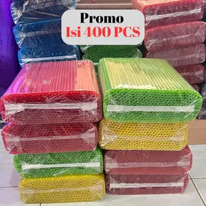 Sedotan Pelastik Warna Warni Grosir Murah isi 400 Pcs Berat 200grm