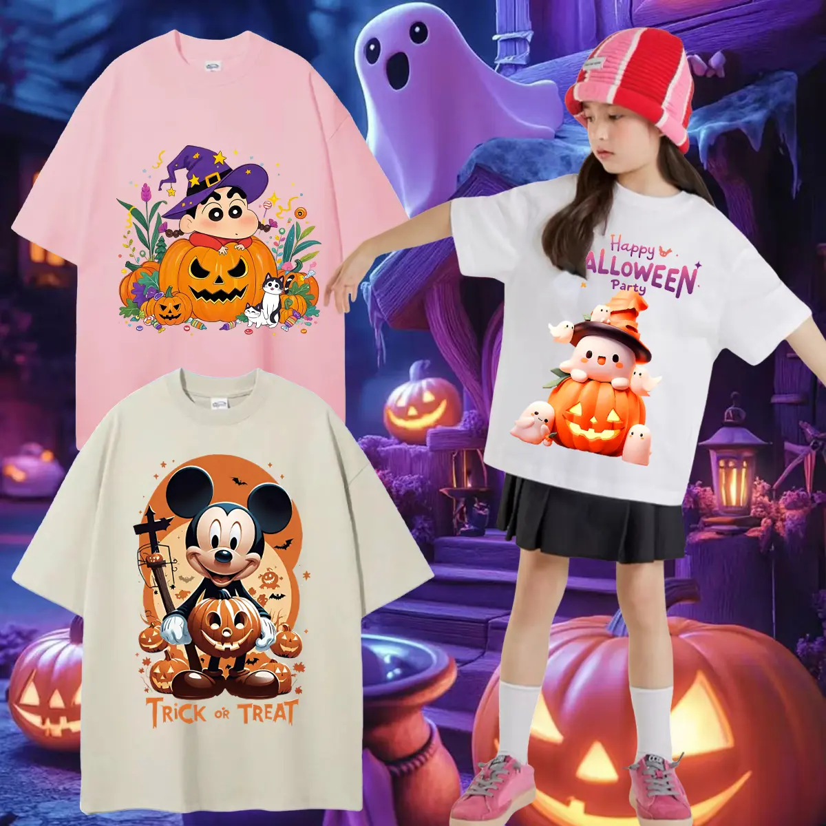 เสื้อผ้าเด็ก ลายการ์ตูน แฟชั่น เสื้อแขนสั้นเด็ก 7 สี ราคาส่ง เสื้อยืดเด็ก