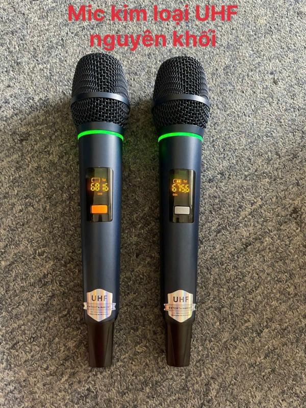 Micro không dây band tần UHF chống hú cao cấp tự set tần số trên tay mic M28 cho loa karaoke bluetooth có đèn Led quanh cổ mic siêu đẹp Tripod 1