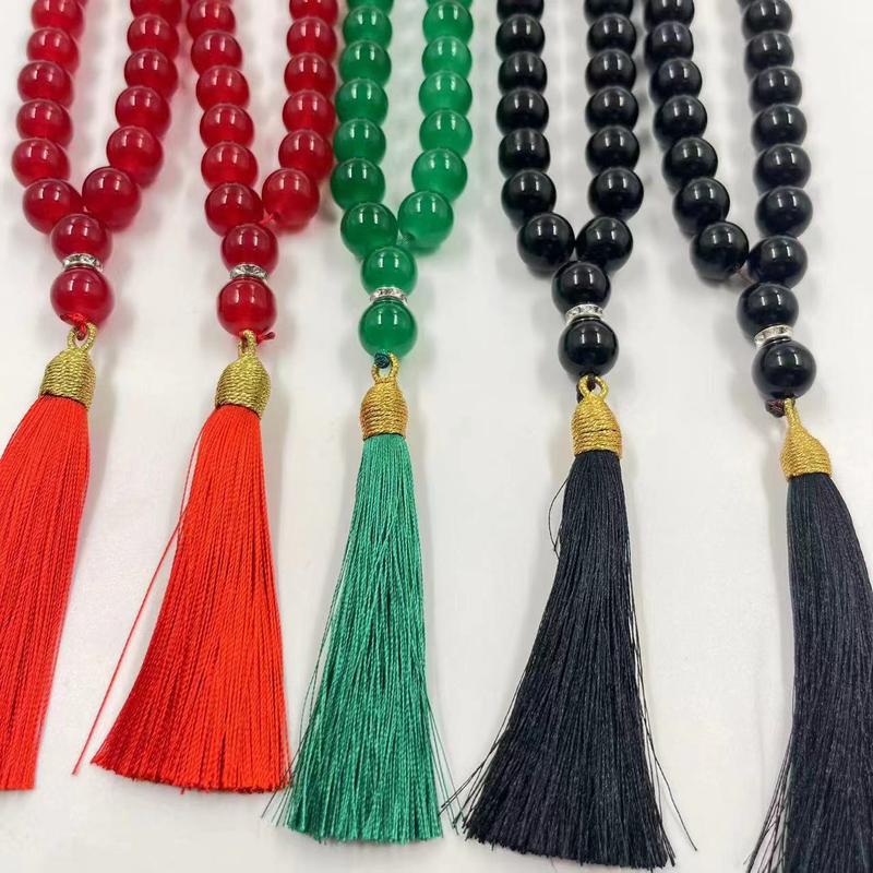 Product Introduction of 2025 New Fashionable Versatile Style33 Pieces 12mm Crystal Large Beads Golden Tassel Muslim Prayer Beads Tasbih 7