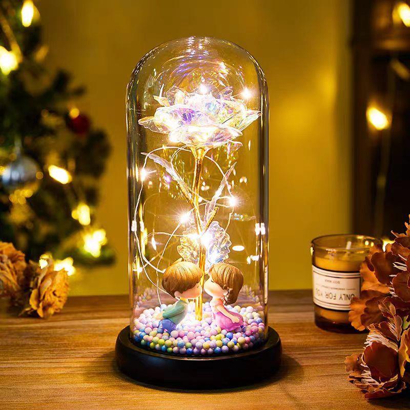 Product Introduction of (Sẵn Pin, Led, Hộp Quà) Hoa Hồng Vĩnh Cửu Hộp Quà Lọ Thuỷ Tinh Phát Sáng 3D Đèn Led - Quà Tặng Bạn Gái, Quà Tặng Sinh Nhật, Decor Phòng Bàn Làm Việc Trang Trí bó  hoa Trang Trí Nhà Decor Bàn 9
