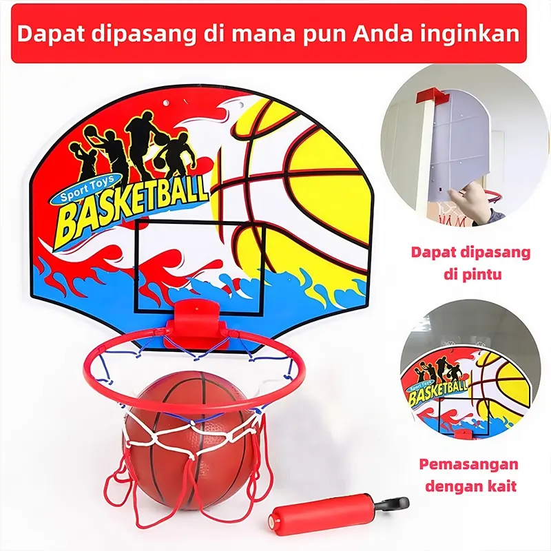 IKUBABY Mainan Anak Ring Basket Bola/Mainan bola basket berusia 2-13 tahun/olahraga dan kebugaran 3