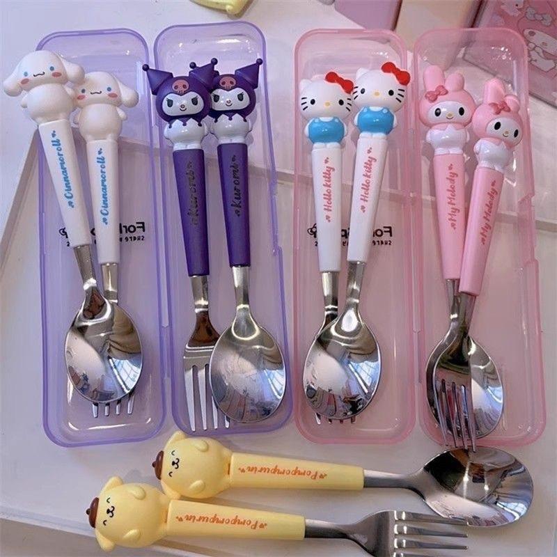 Bộ Thìa Đũa Hình Động Vật Đáng Yêu Bằng Thép Không Gỉ Cho Bé