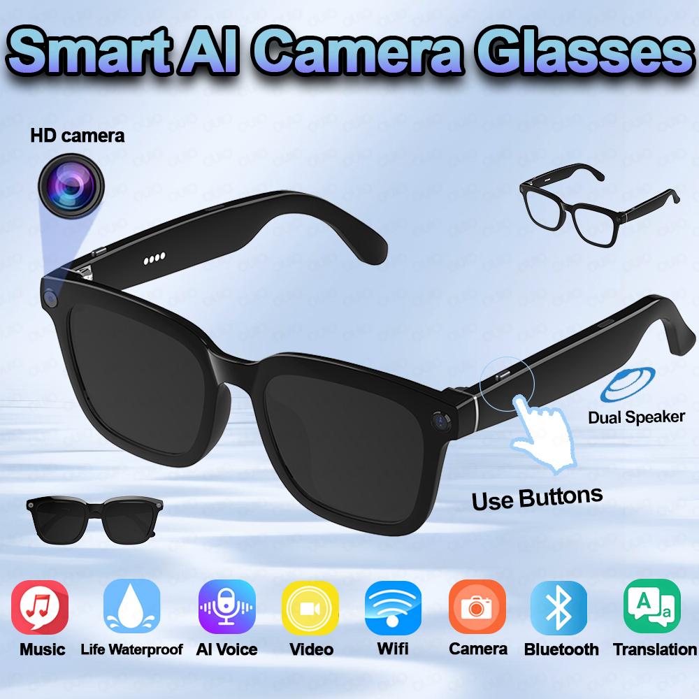 V03-T5 Smart AI Glasses HD Camera 1080P Video Recorder Life Waterproof Al Voice Translation Bluetooth Call Sunglasses Glasses - Image 2