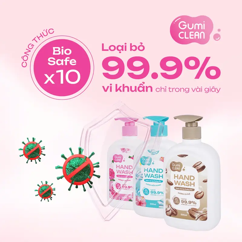 (Mall)(MUA 2 TẶNG 1) Nước Rửa Tay Gumi 500ML Bảo Vệ Khỏi 99.9% Vi Khuẩn Gây Bệnh Hỗ Trợ Cùng Đề Kháng Da Tự Nhiên 3