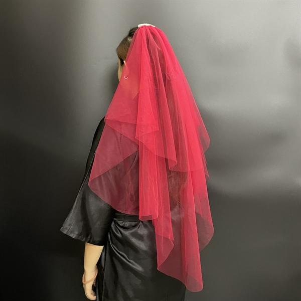 Voan cô dâu màu đỏ đô trơn dài ngang lưng 3