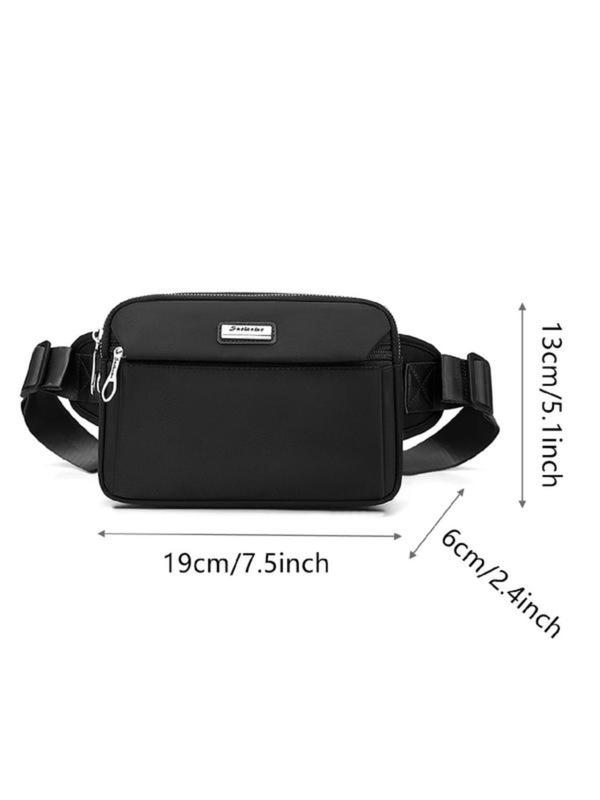Women's Fashionable Letters Patched Fanny Pack, Casual Solid Color Zipper Chest Bag for Daily Used, Multi-layer Zipper Fanny Pack 4