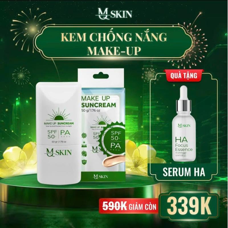 KEM CHỐNG NẮNG MAKE-UP MQ SKIN SPF50+PA ++++ 50g Tặng Kèm 1 Serum HA 10ml CN4 - MQSKIN - Hỗ Trợ Làm Đẹp Nâng Tông Bảo Vệ Da Skincare Nữ