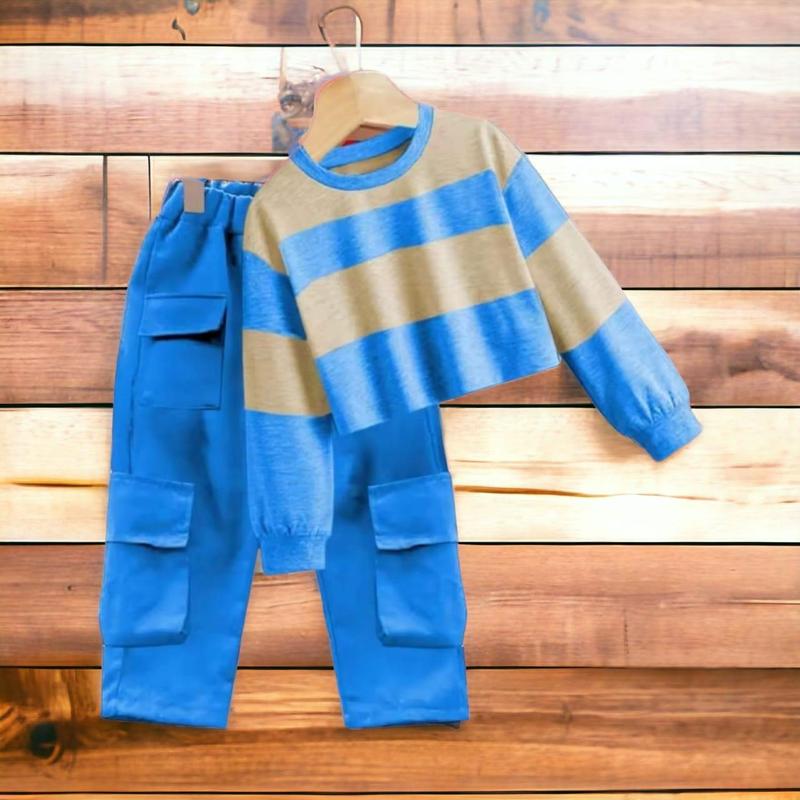 Setelan Sweater Cargo Anak Usia 1-12 Tahun Pakaian Anak Laki-Laki dan Perempuan 5