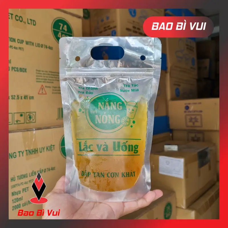 [1kg] Túi zip trà chanh in hình có quai xách - BAO BÌ VUI 1