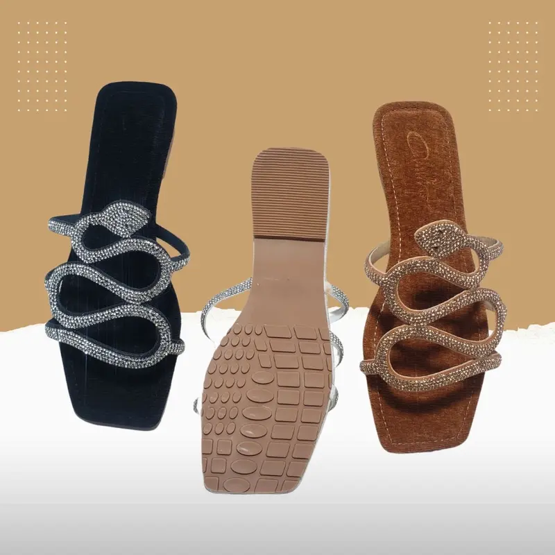 Dép Lê Nữ Mũi Vuông, Quai Đá Rắn, Dế Chống Trơn Trượt DéP GiàY anh88Shoes Hoa Quai Hậu 2