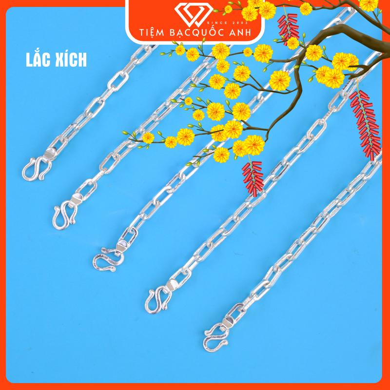  Lắc bạc xích trơn ngang 5li bạc ta S950 an tòan cho bé trai và gái có thể đeo tay và chân có thể đo bằng tờ 10k=13cm 200k=15cm. 