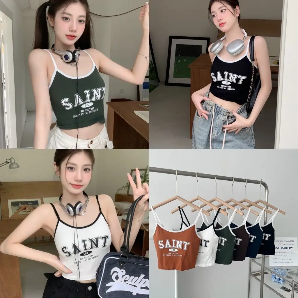 Áo Bra Nữ 2 Dây Mảnh Mút Ngực Đa Sắc Màu Trơn In Chữ Mềm Mại Hot Trend 2326