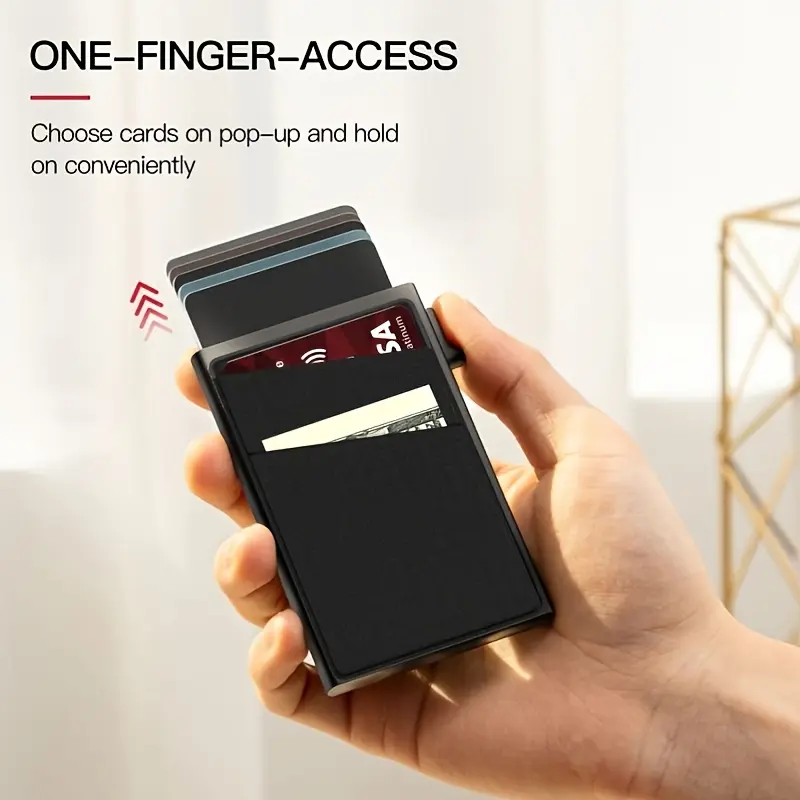 RFID-Secure Aluminum Credit Card Holder - Pop-Up Access, Slim & Lightweight - Perfect Gift for Men