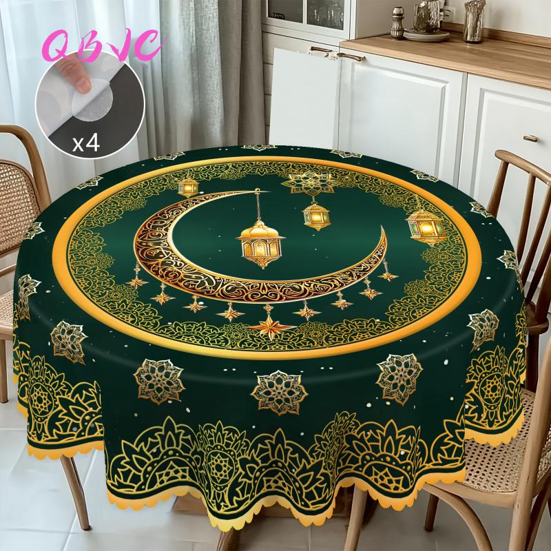 Alas Meja Sambutan Hari Raya, Hijau dan Emas, Kain Hiasan Parti, Sesuai ...