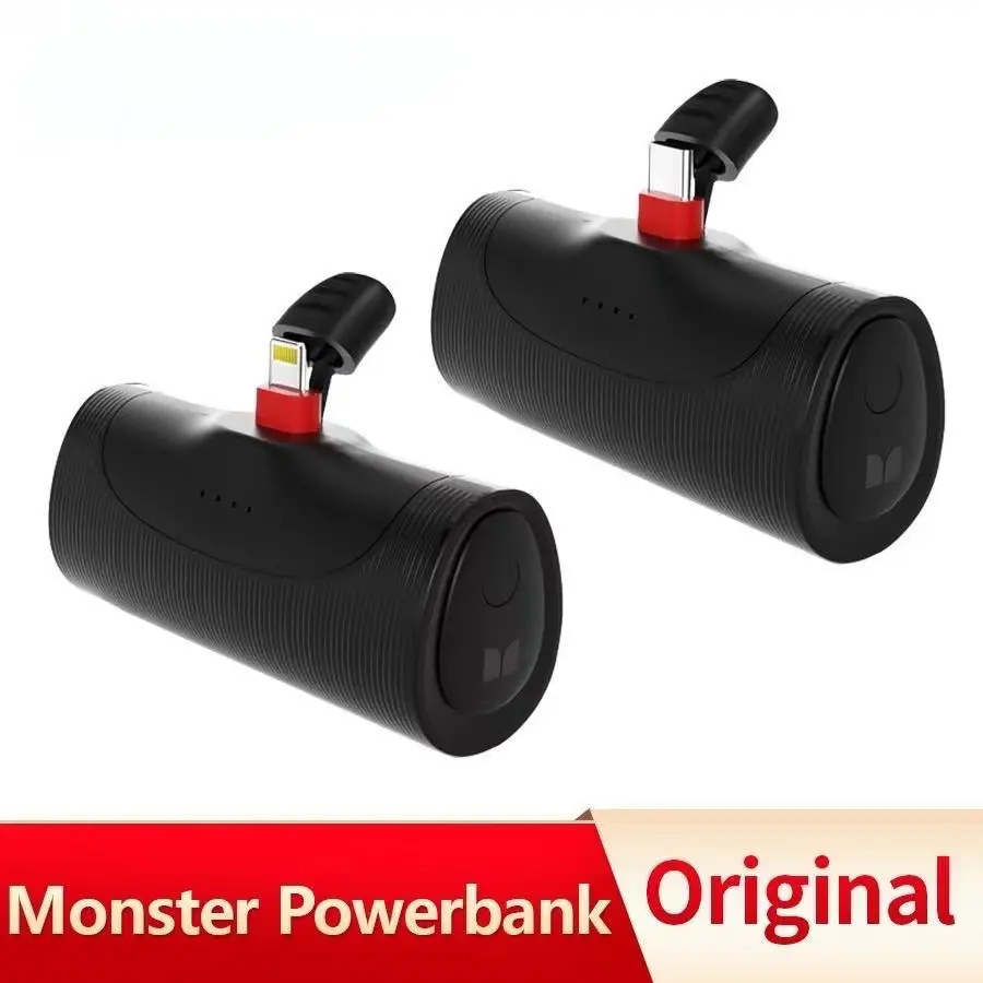Power Bank , 5000MAH,มอนสเตอร์, แบบพกพา, ปลั๊กตรง, การชาร์จ อย่างรวดเร็ว, ขนาดลิปสติก, Type-C, Lightning