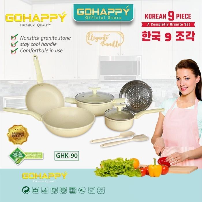 Wajan Terlengkap Panci Granite Set HC 9 Pc Cookware GOHAPPY GHK-90 - Great Turqoise 7