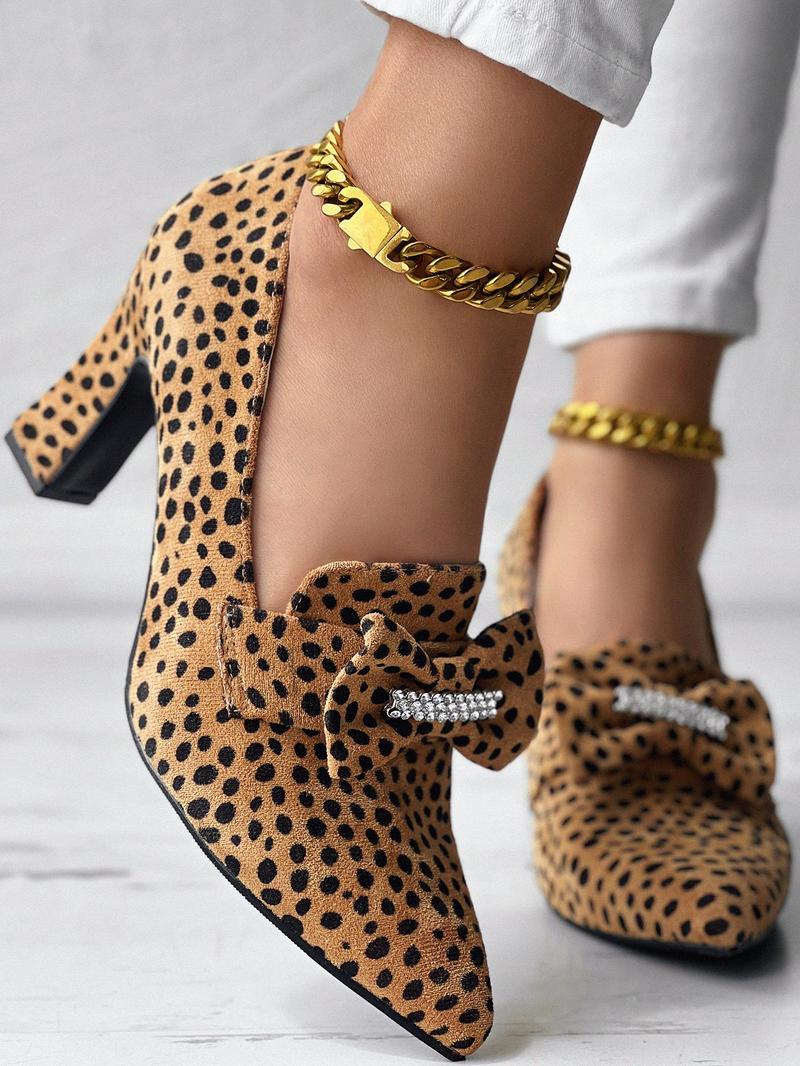 Product Introduction of Women's Fashionable Bowknot Design Heels, Pointed Toe High Heels for Party, Daily Clothing Decor for Girl, Trendy All-match & Exquisite Heels for Matching Outfit 18