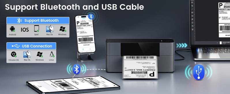 Product Introduction of Phomemo 245BT Usb+Bluetooth Waybill Printer,A6 Inkless Thermal Label Printer,Great For Shipping Label,Barcode,Address,Logo,Awb Sticker 5