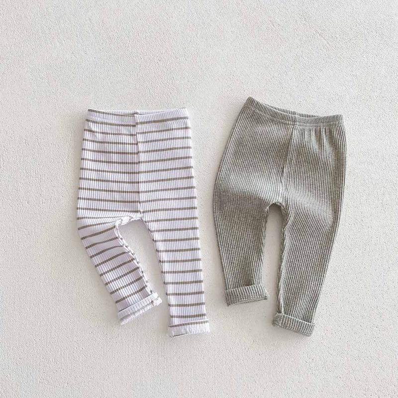 Product Introduction of Children's base pants for autumn and winter, Korean style, with fleece, long pants for boys and girls, 0-2 years old, striped, ins 14