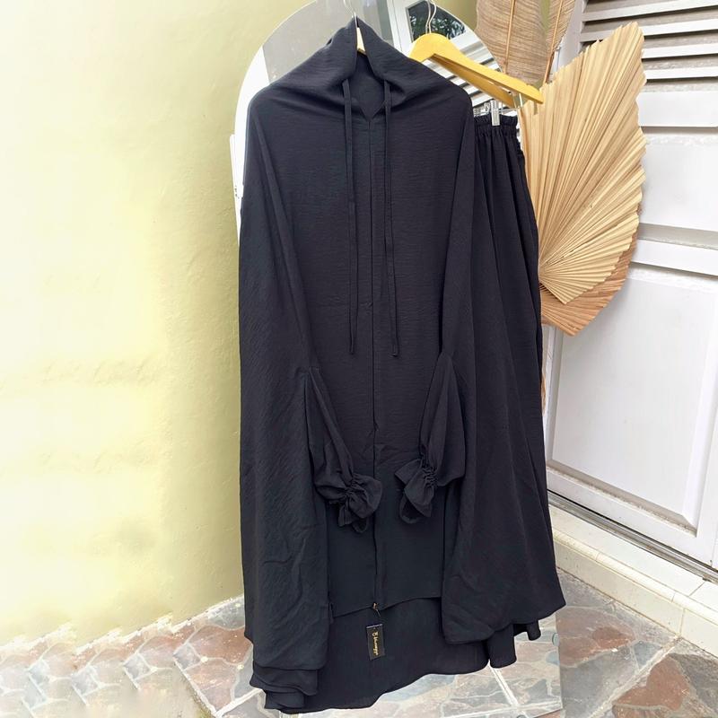 Setelan Hijab Bergo Yasmin Crinkle Airflow Lengan Panjang Lonceng Wudhu Friendly Serap Keringat Berbagai Macam Warna By Arlgalery 5