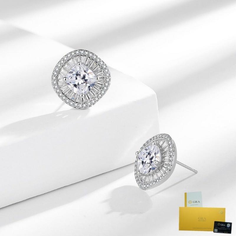 Product Introduction of [with Gra Certificate]  New Arrival Hot Sale Fashion Square High-Grade Moissanite Stud Earrings 20