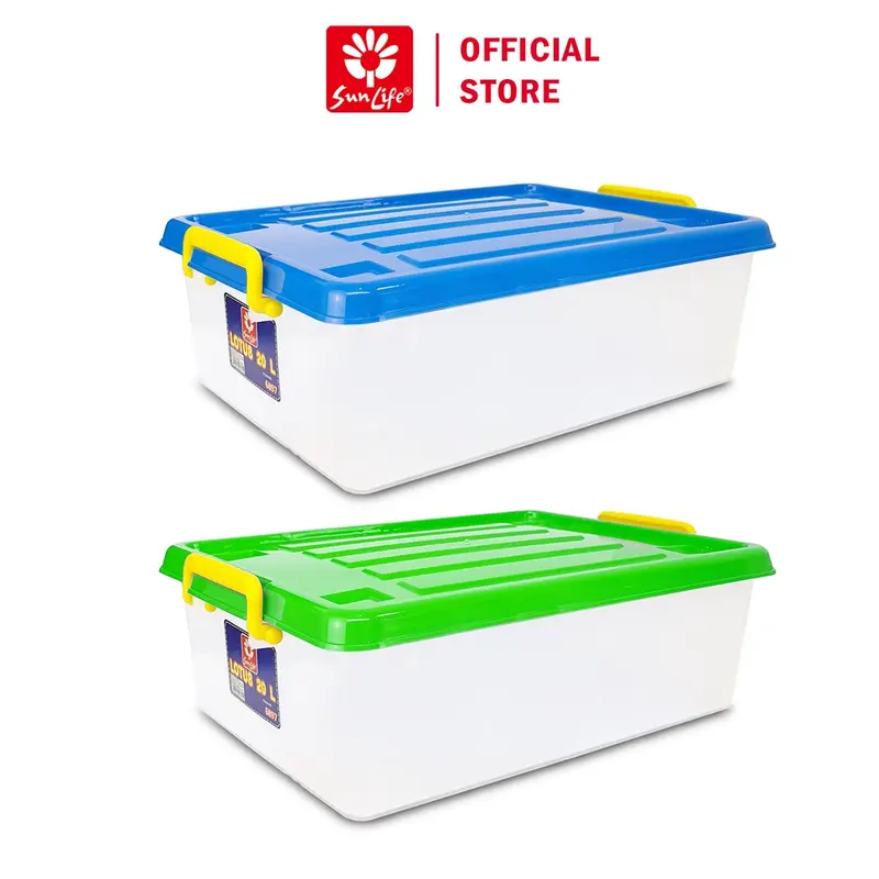 SUNLIFE Lotus Keranjang Plastik 20L dengan Tutup – Container Box Serbaguna, Penyimpanan Praktis dan Rapi 0