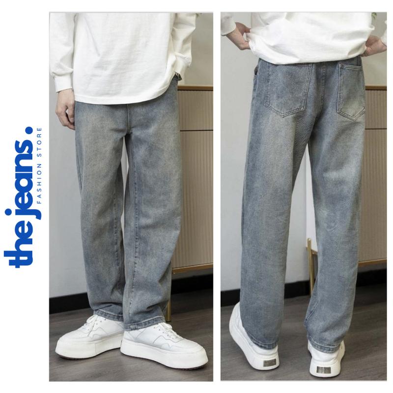 Quần Jean Nam Dáng Baggy Ống Suông Màu Xanh Retro Chất Vải Dày Dặn The Jeans - Menswear Pants Navy Có Túi