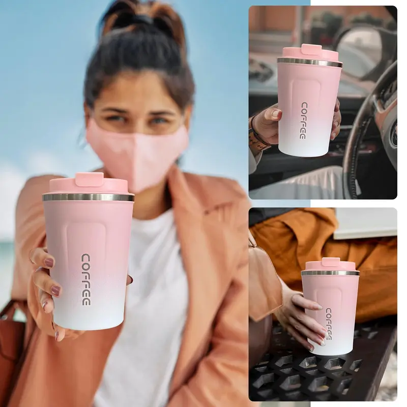 Insulated Travel Coffee Mug, 1 Count Leakproof Portable Coffee Mug, Reusable Coffee Cup, Insulated Mug with Lid for Hot & Cold Drinks 2
