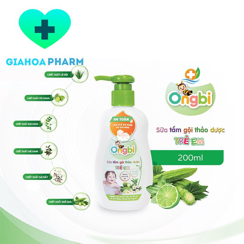 Sữa tắm gội thảo dược trẻ em Ongbi an toàn trẻ sơ sinh không cay mắt kích ứng da giảm hăm ngứa rôm sảy Hoa Linh