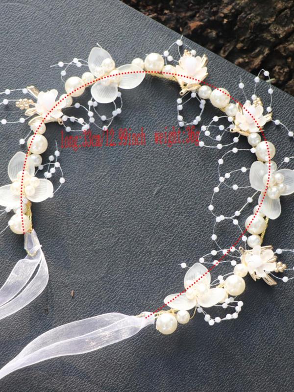 Faux Pearl Decorated Flower Design Headband, Cute Hair Hoop for Wedding Bridal Party Formal Occasions, Fashion Hair Accessories for Girls 1
