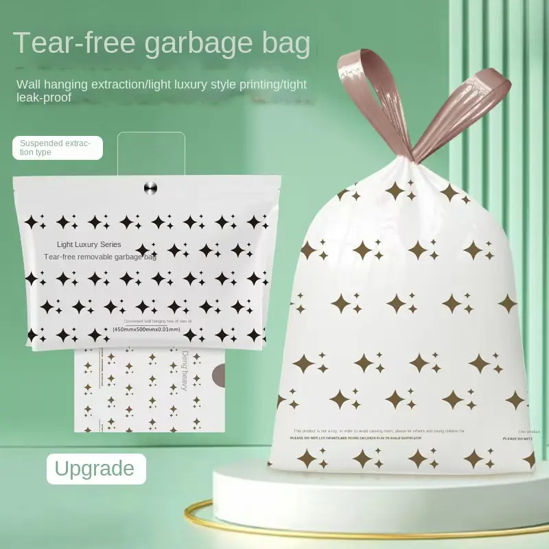 Drawstring Garbage Bag Thickened Non-Dirty Hand Automatic Closing Garbage Bag Portable Plastic Bag Household Kitchen Garbage Bag plastic  garbage  bag