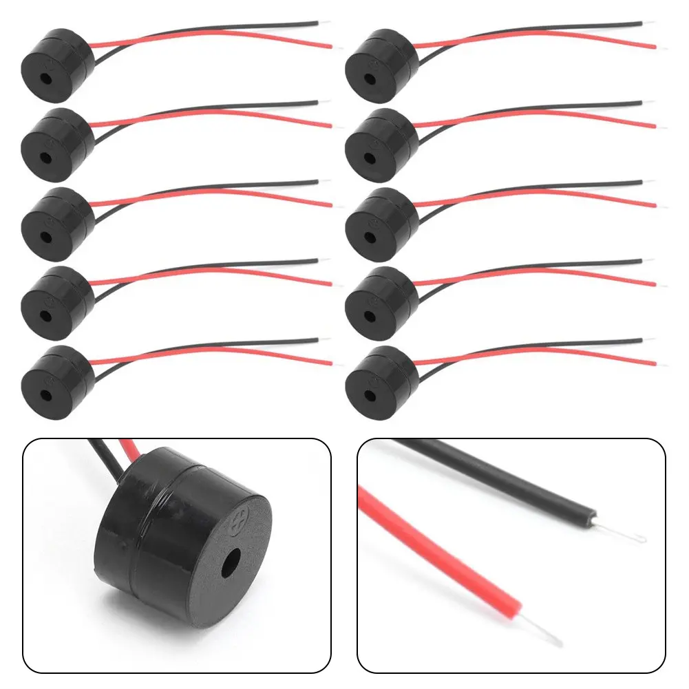10Pcs Buzzer Active Piezo Electronic Wired Connector Beeper 12V