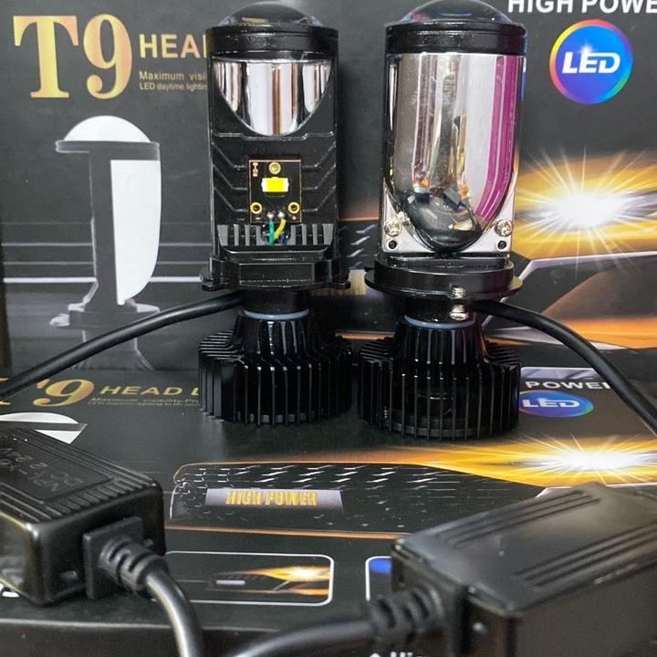 Bóng led bi cầu mini T9 hộp đen phiên bản MỚi chạy điện từ 12-24v chân h4 ( giá 1 bóng )nên lắp điện bình Đèn Đèn Pha Phụ Kiện