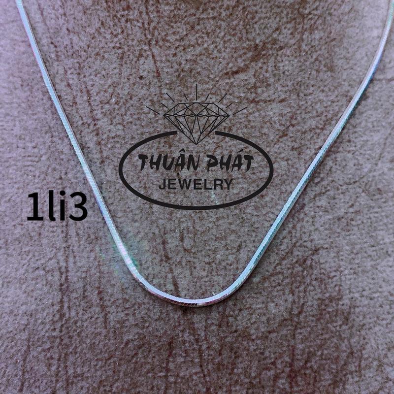  Phụ Kiện Dây Chuyền Unisex Mì Trơn Đeo Cổ Bản 1li3 Dày 45cm và 50cm Trang Sức Bạc Ý Xi Kim - Bạc Thuận Phát Women 