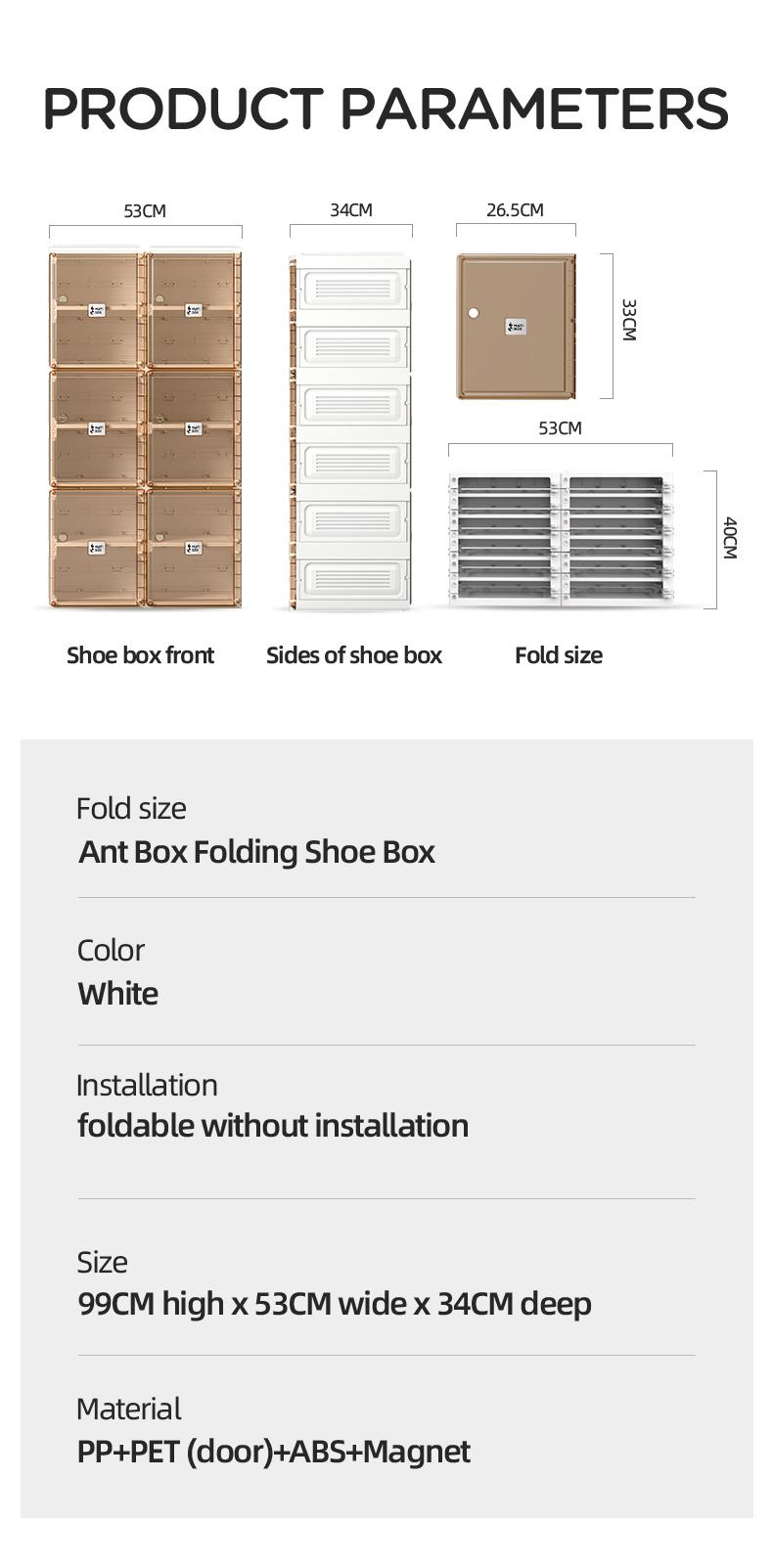 Product Introduction of 【ANTBOX】 Rak Sepatu 2Tingkat Transparan Kotak Sepatu Lipat Minimalis dari Akrilik untuk Penyimpanan Serbaguna Penyimpanan Lemari Sepatu Plastik Anti Debu dan Mudah Bongkar Pasang Kapasitas Besar 6Susun untuk Rumah dan Kantor Organizer Estetik dan Praktis! 11