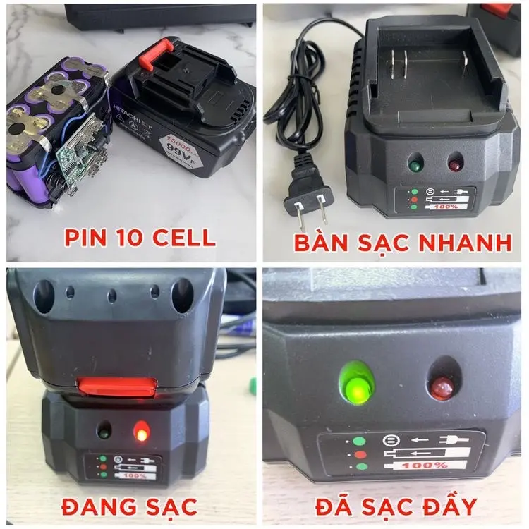 ￼Máy siết bulong pin hitachi 199v động cơ không chổi than lõi đồng 100% chân pin phổ thông ( BẢO HÀNH 6 THÁNG ) 6