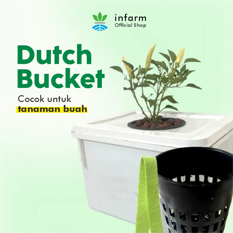 INFARM - Bak Hidroponik Dutch Bucket Volume 8L Bonus Netpot 10 cm + Flanel 1 pcs Plastik Putih 0