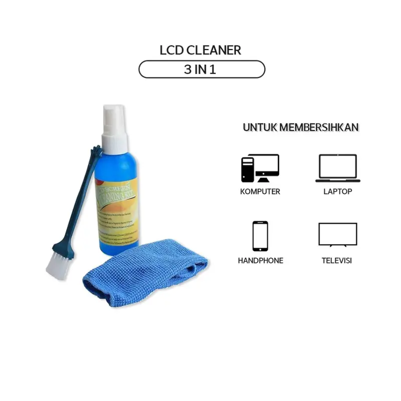 LCD Cleaner Cleaning Kit 3in1 Pembersih Layar Monitor Laptop Handphone 0