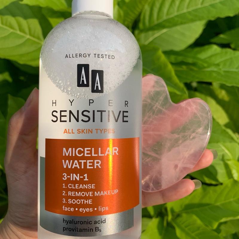 Combo ĐÁ MASSAGE GUASHA và Nước TẨY TRANG AA COSMETICS 3in1 sạch sâu, mềm mịn, cấp ẩm dành cho da nhạy cảm