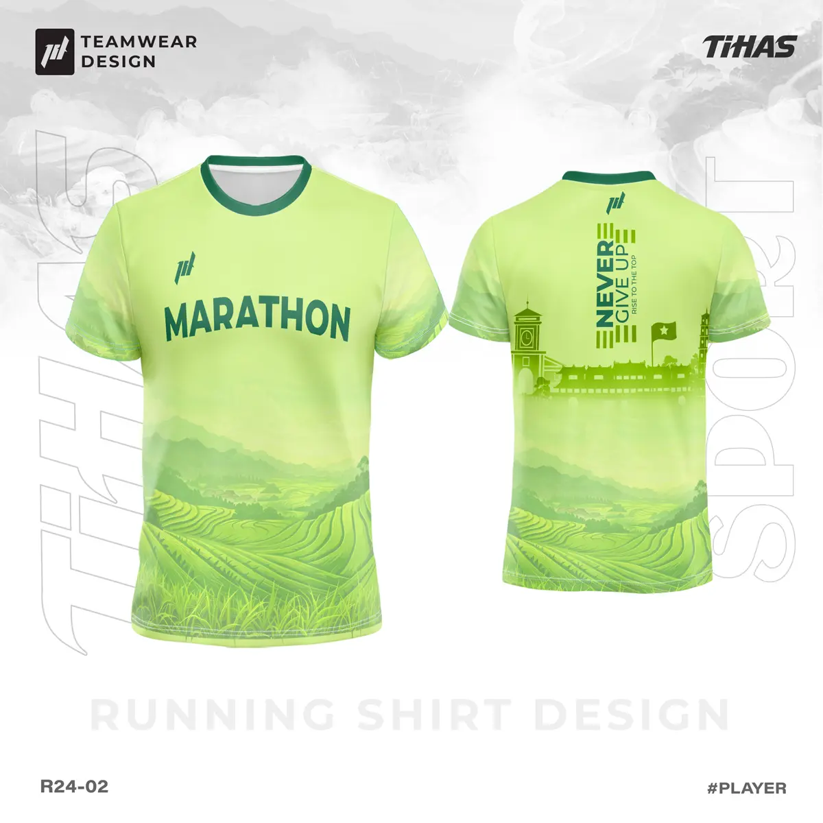Áo chạy bộ Nam Nữ MARATHON R24-02 vải co dãn, thoáng khí, hút mồ hôi nhanh - Tim, Sport